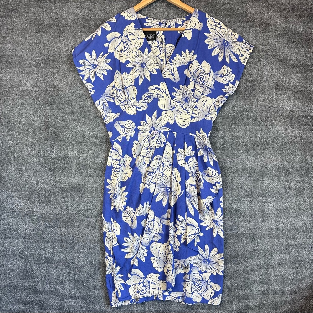Vintage Blue and Cream Floral Midi Dress